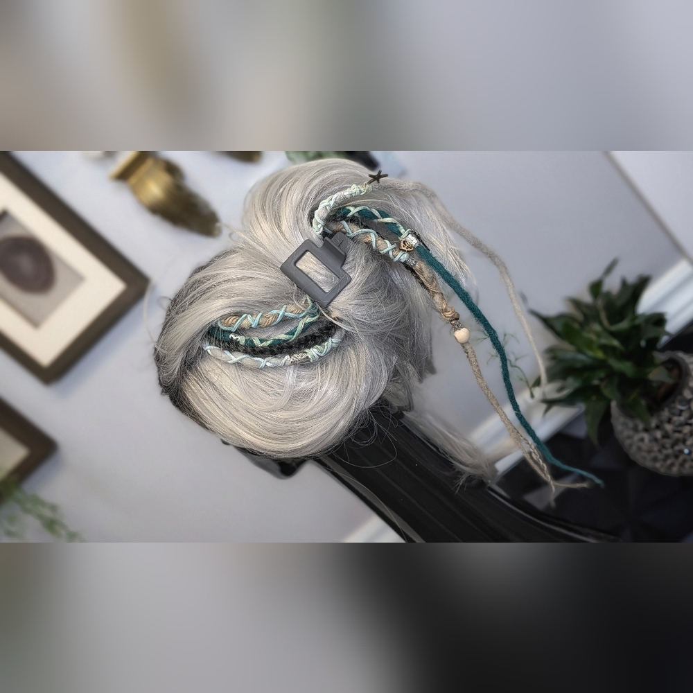 Teal & Aqua Dread Lock Hair Clip Extensions (1pc) #7